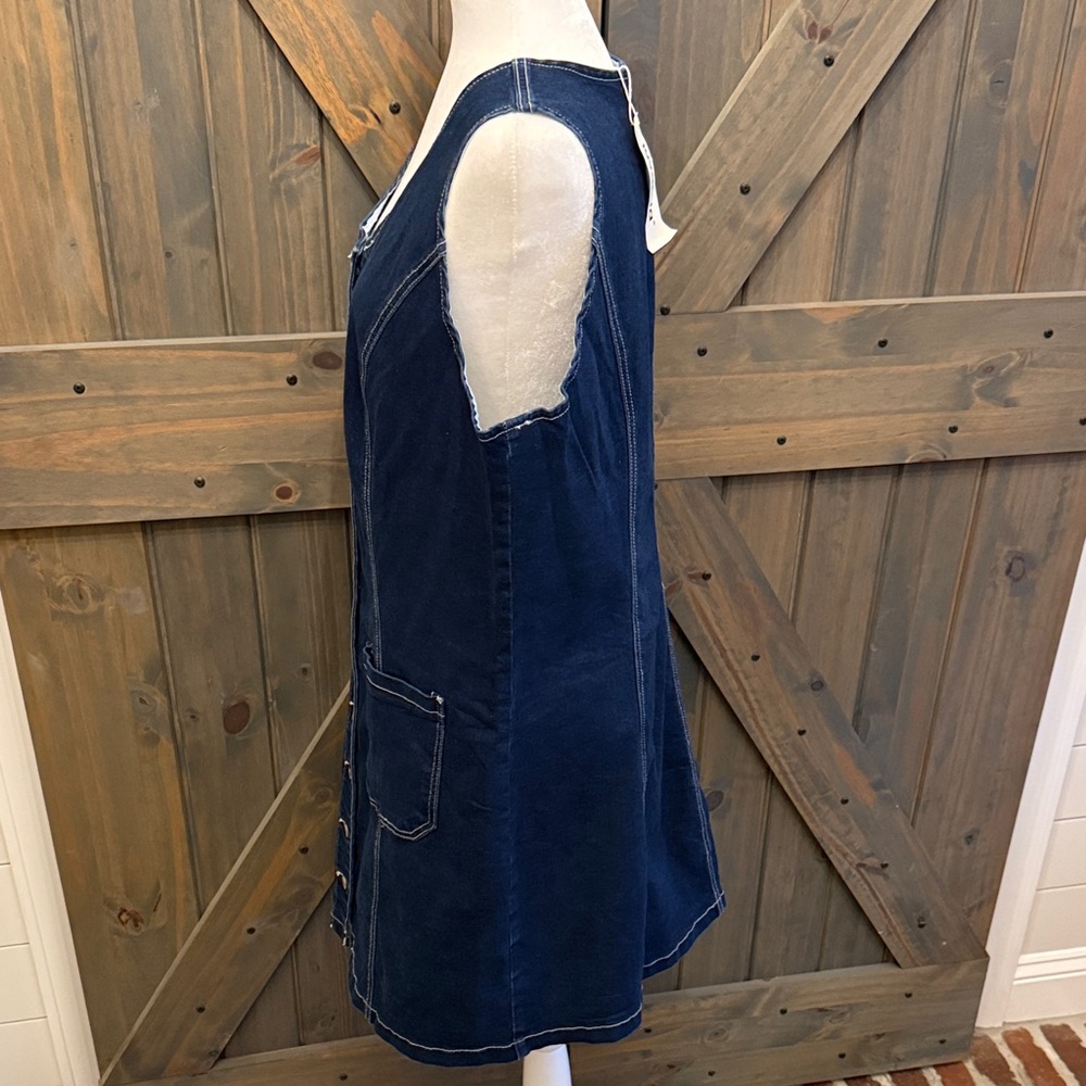 Denim Button-Front Mini Dress - Picture 5 of 7